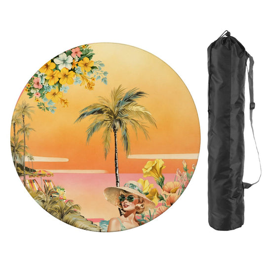 Summer Nostalgic Beach House Round Mahjong Mat - Splash Of Mahj And Color Co.