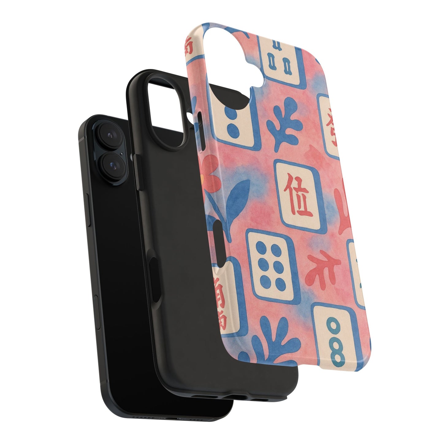Mahjong Phone Case, Pink Pastel Blue Mahj Lover Mahjong Tile Phone Case
