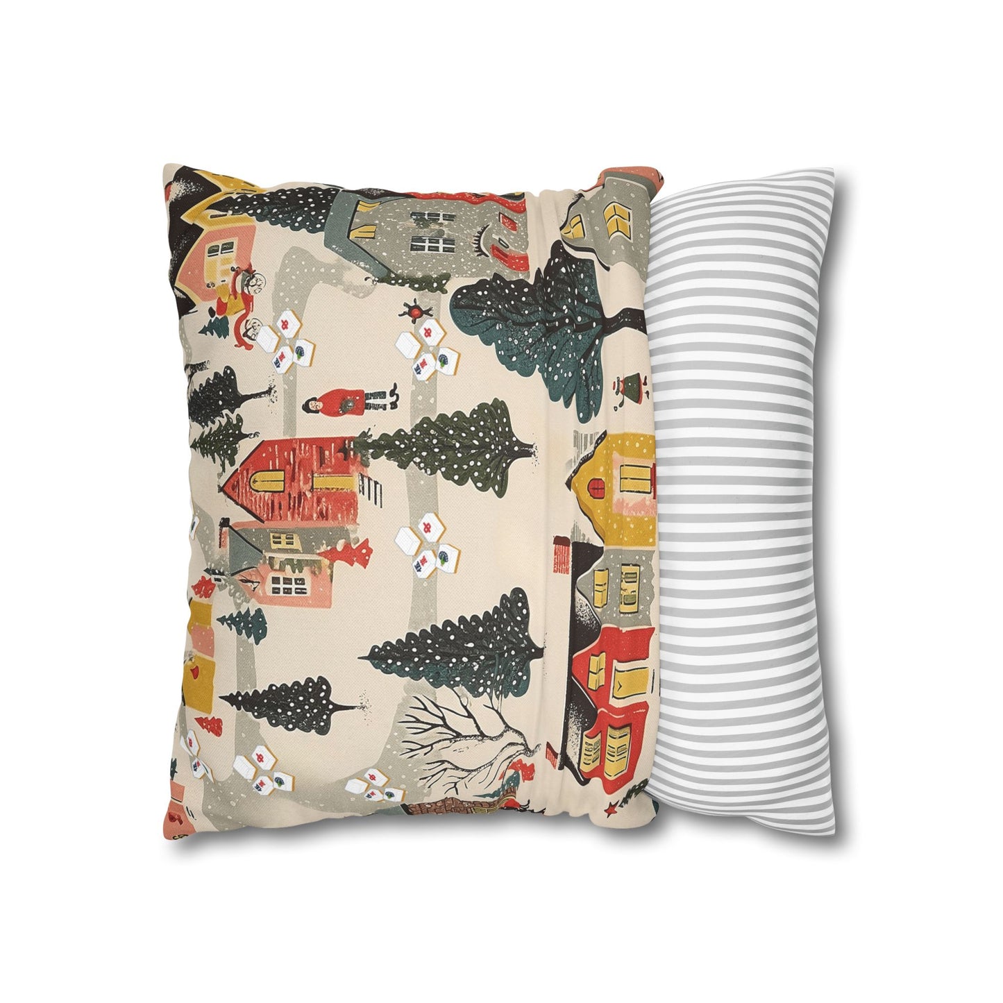 Whimsical Mahjong Christmas Cozy Holiday Accent Pillow Cover