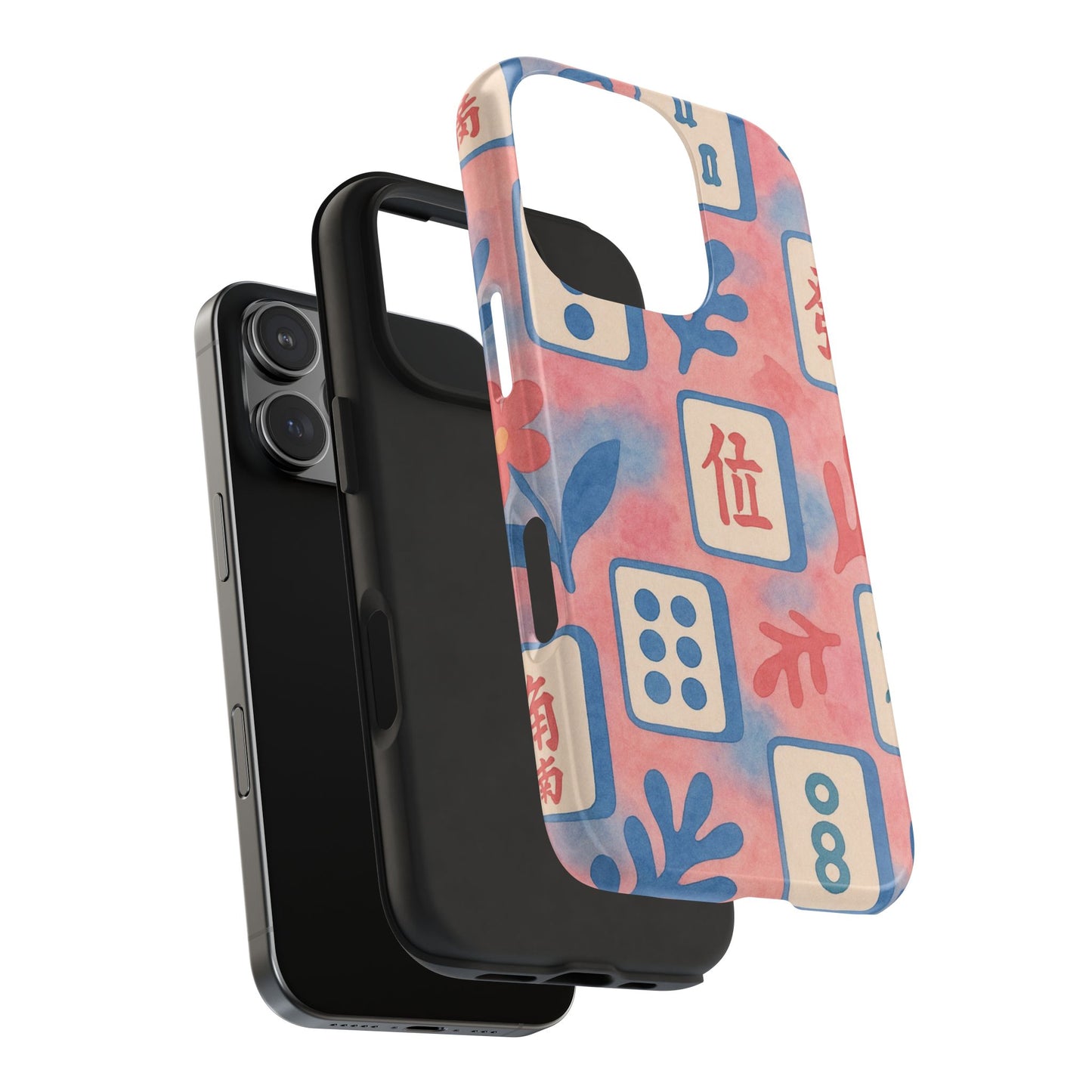 Mahjong Phone Case, Pink Pastel Blue Mahj Lover Mahjong Tile Phone Case