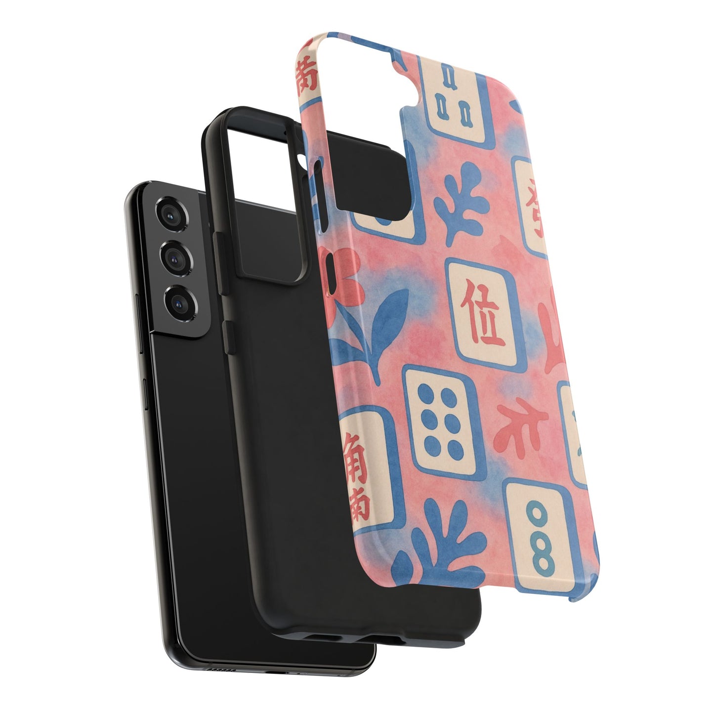 Mahjong Phone Case, Pink Pastel Blue Mahj Lover Mahjong Tile Phone Case