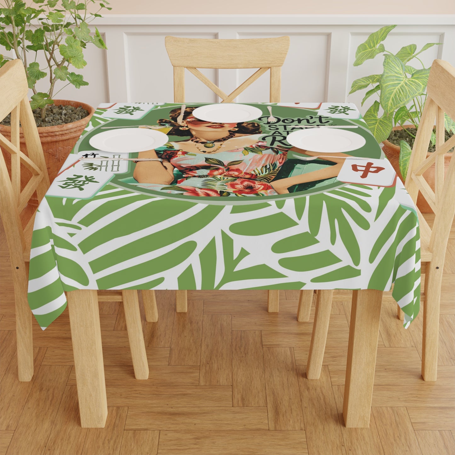 Funny Mahjong, Don't Stare At My Rack, Vintage Tropical Tablecloth For Mahjong Game Night Mom Mahjongg Gift