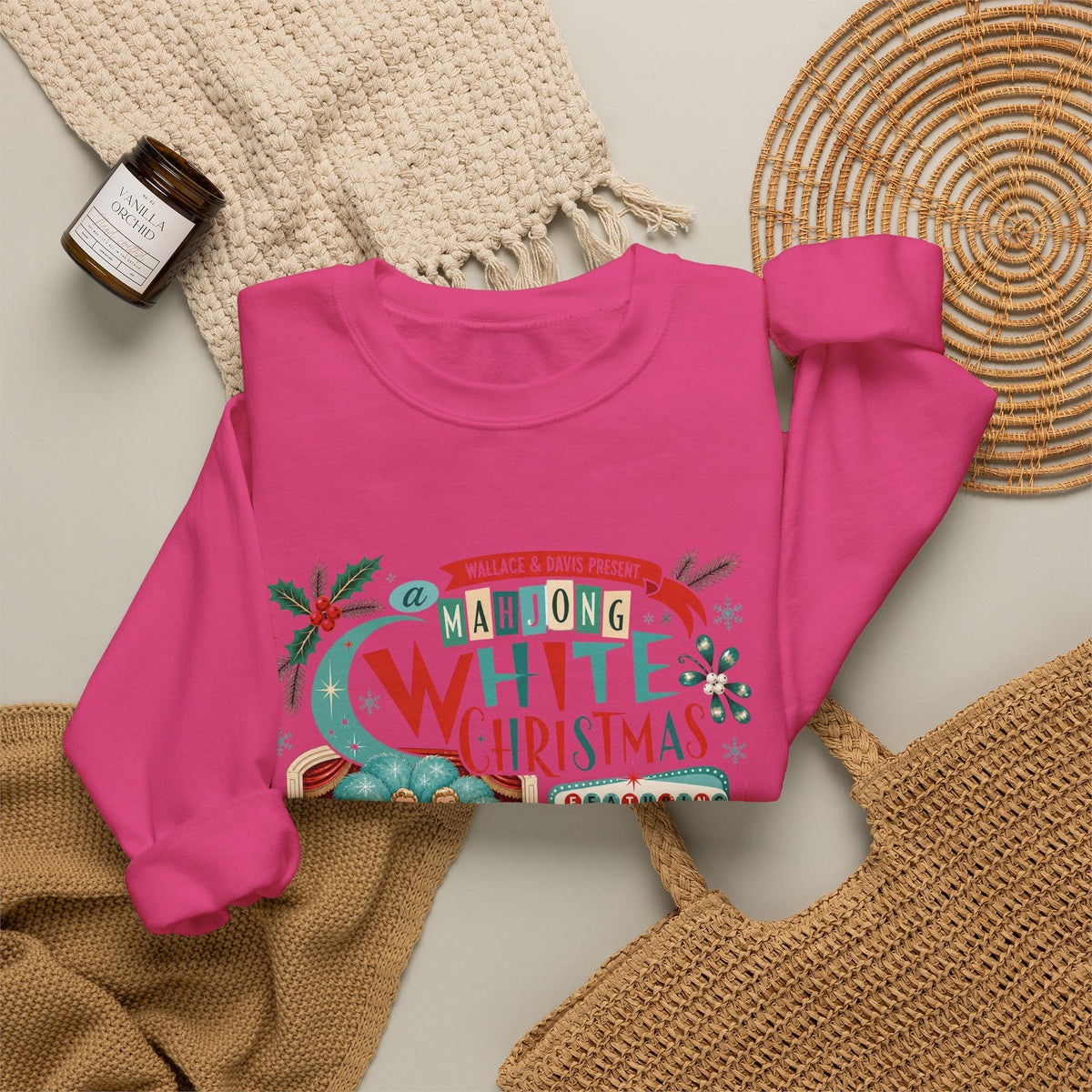 White Christmas Crewneck Vintage Holiday Mahjong Lover Sweatshirt