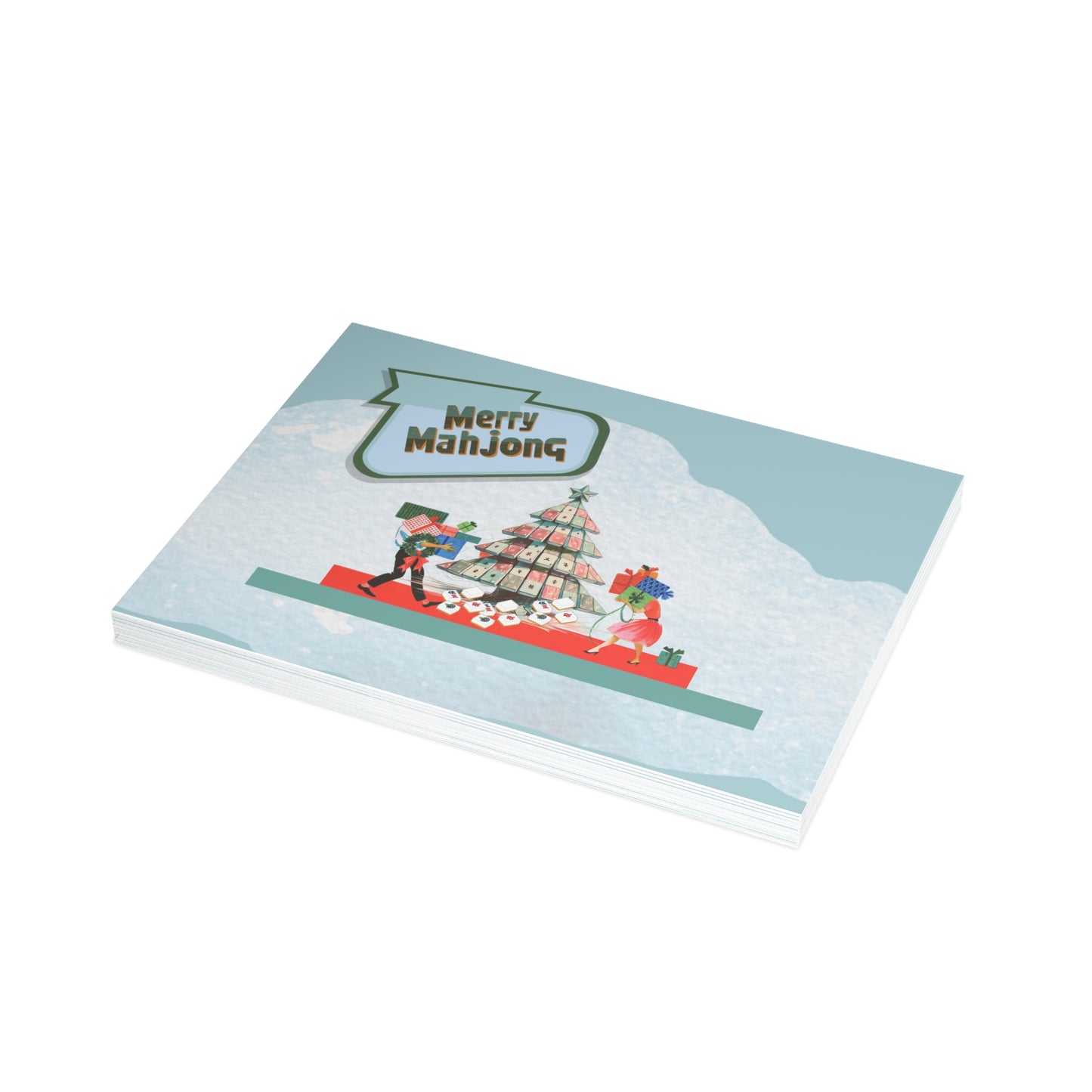 Festive Merry Mahjong Postcard Christmas Card Bundle | Holiday Greetings for Players | Fun Gift for Friends & Family, Mahjong Enthusiasts, Christmas