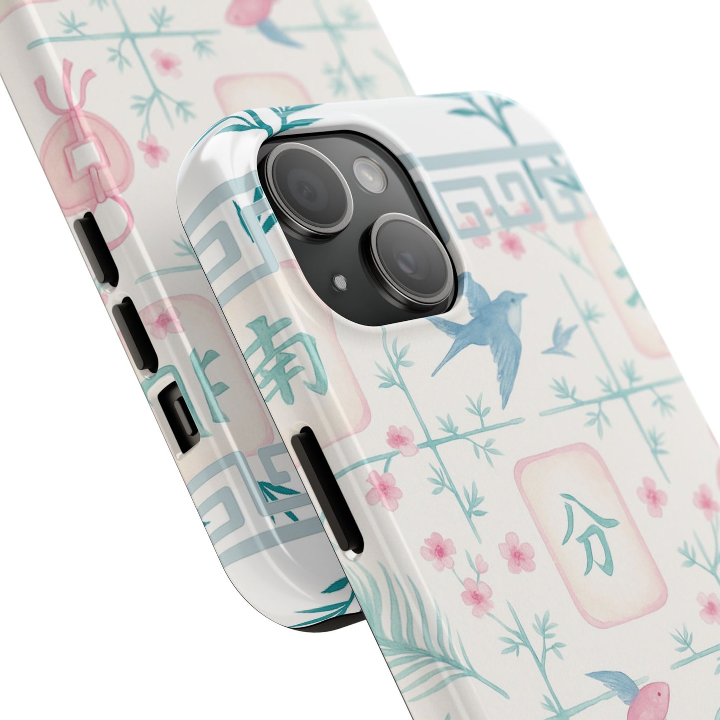 Whimsical Mahjong Tile Pastel Preppy Tough Phone Cases with Vibrant Oriental Designs Mahj Lover Gift