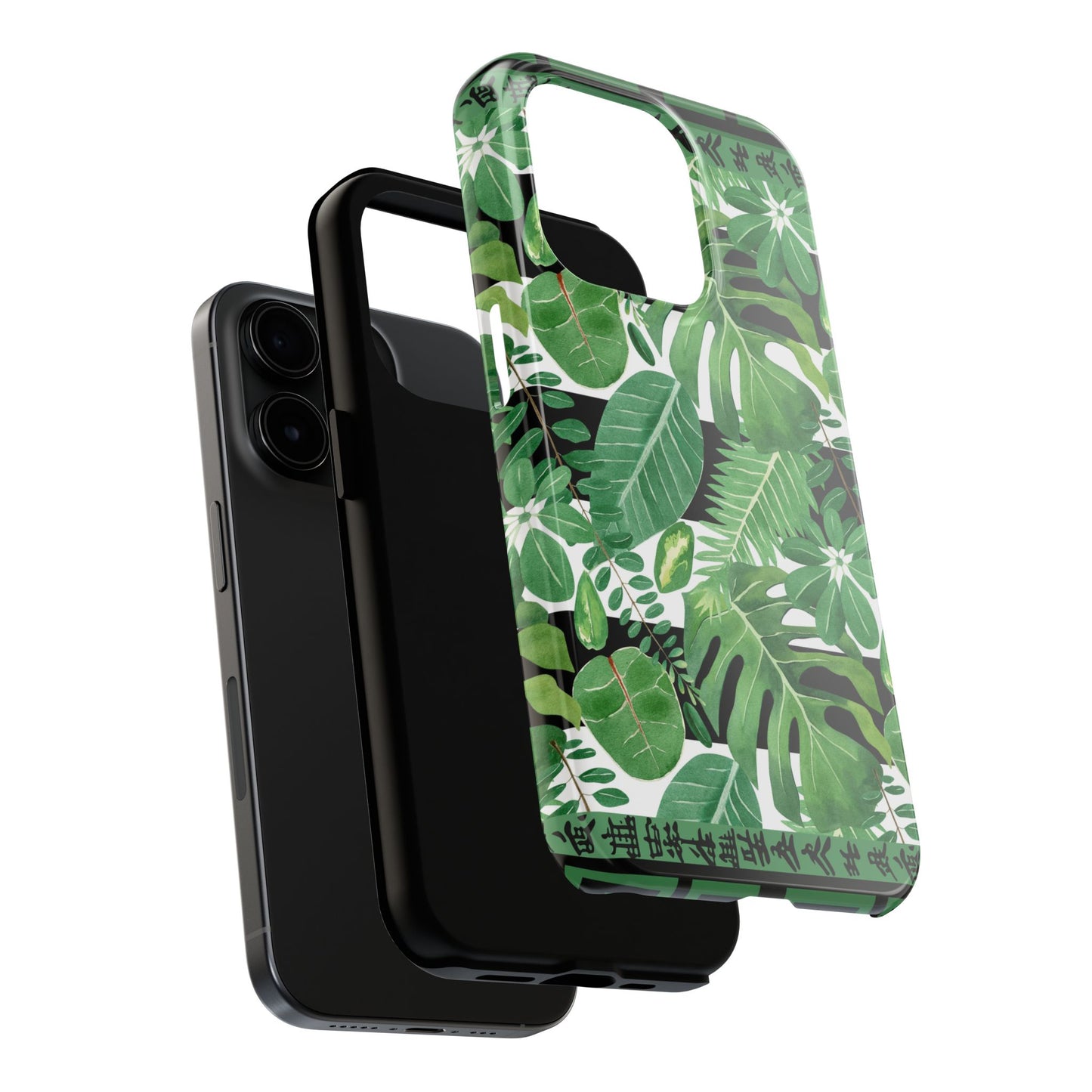 Tropical Mahjong Phone Case Tough Phone Case, Monstera Boho Style