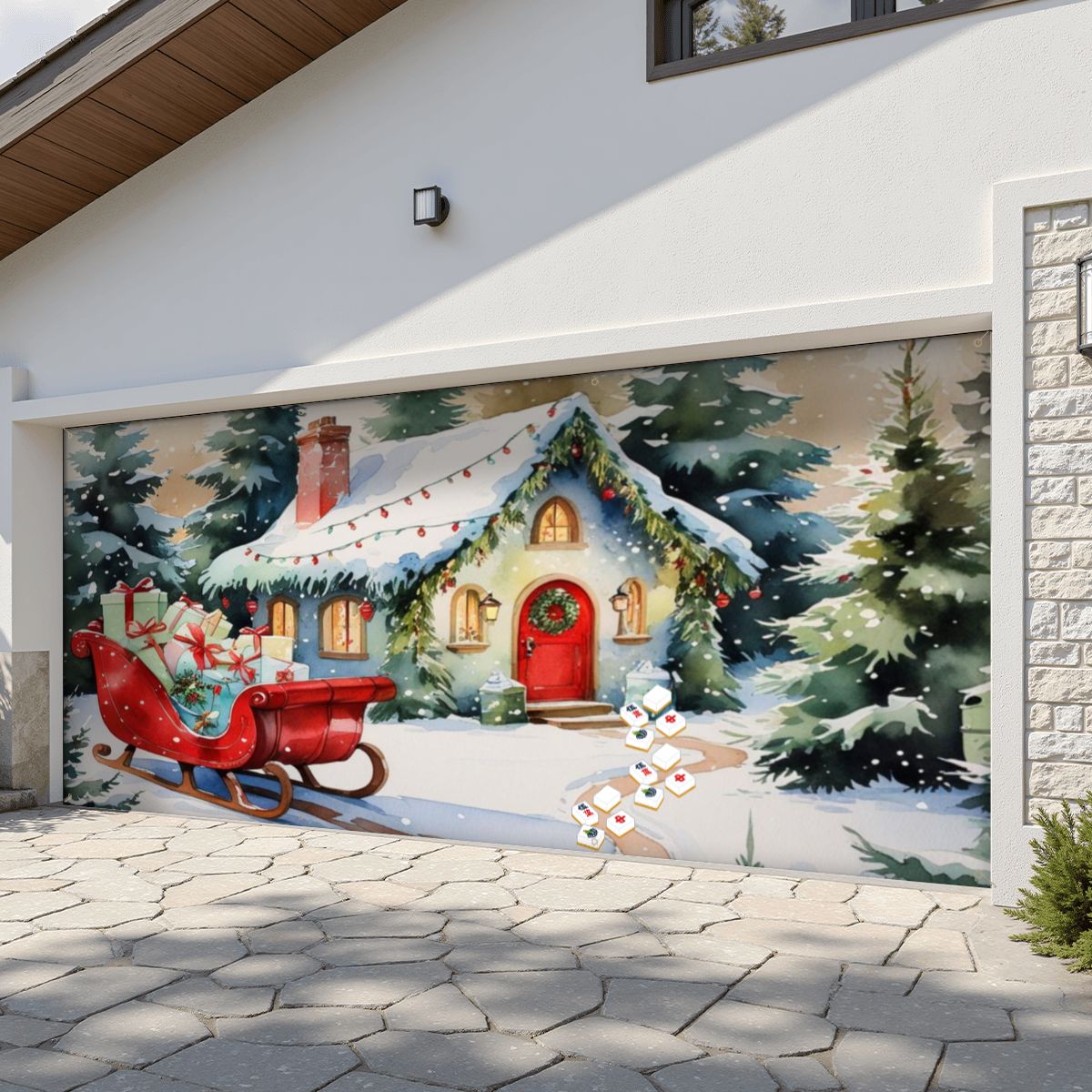 Mahjong Christmas Backdrop Banner, Focal Wall Or Garage Door Banner Backdrop