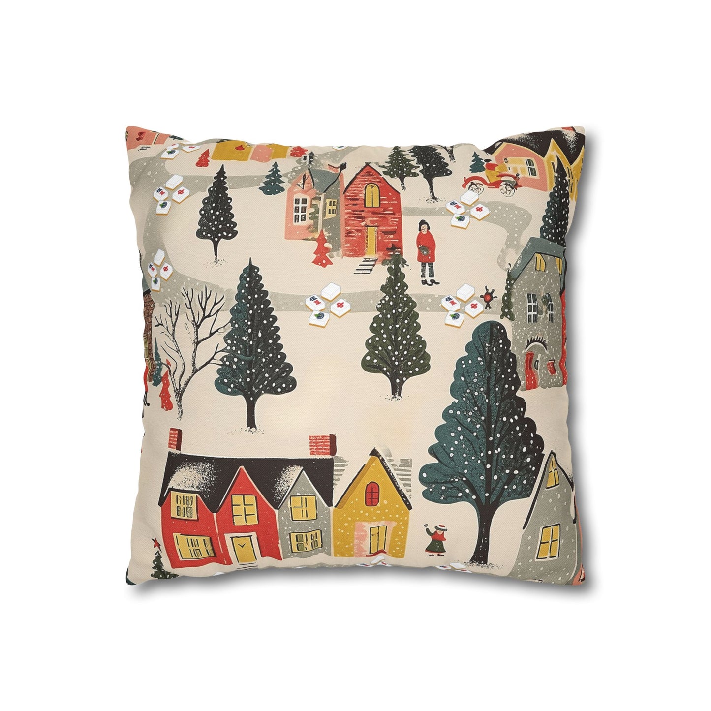 Whimsical Mahjong Christmas Cozy Holiday Accent Pillow Cover