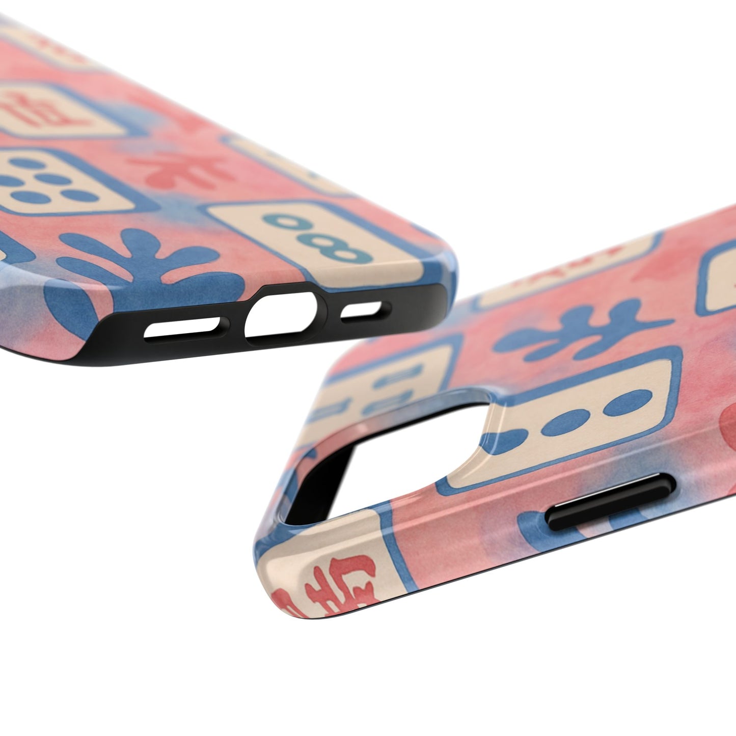 Mahjong Phone Case, Pink Pastel Blue Mahj Lover Mahjong Tile Phone Case