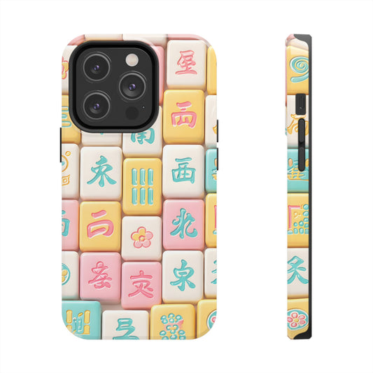 Pastel Mahjong Tile Phone Case | Cute Asian Game Pattern, Durable Protective Case - Splash of Color Co.
