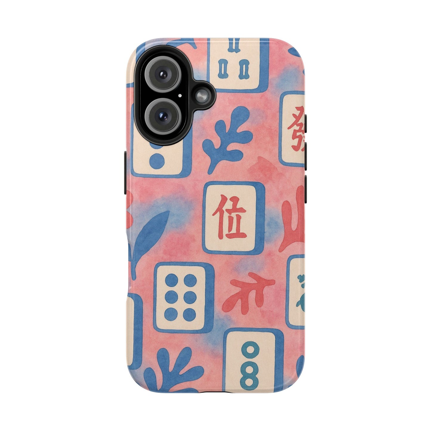 Mahjong Phone Case, Pink Pastel Blue Mahj Lover Mahjong Tile Phone Case