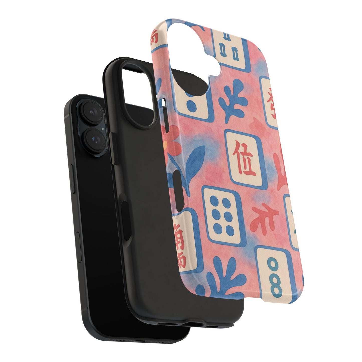 Mahjong Phone Case, Pink Pastel Blue Mahj Lover Mahjong Tile Phone Case