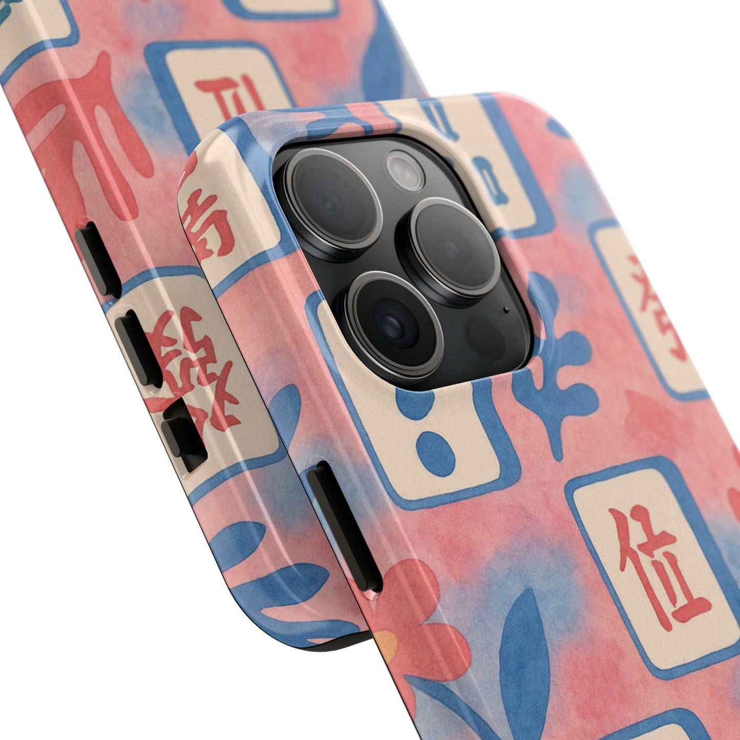 Mahjong Phone Case, Pink Pastel Blue Mahj Lover Mahjong Tile Phone Case