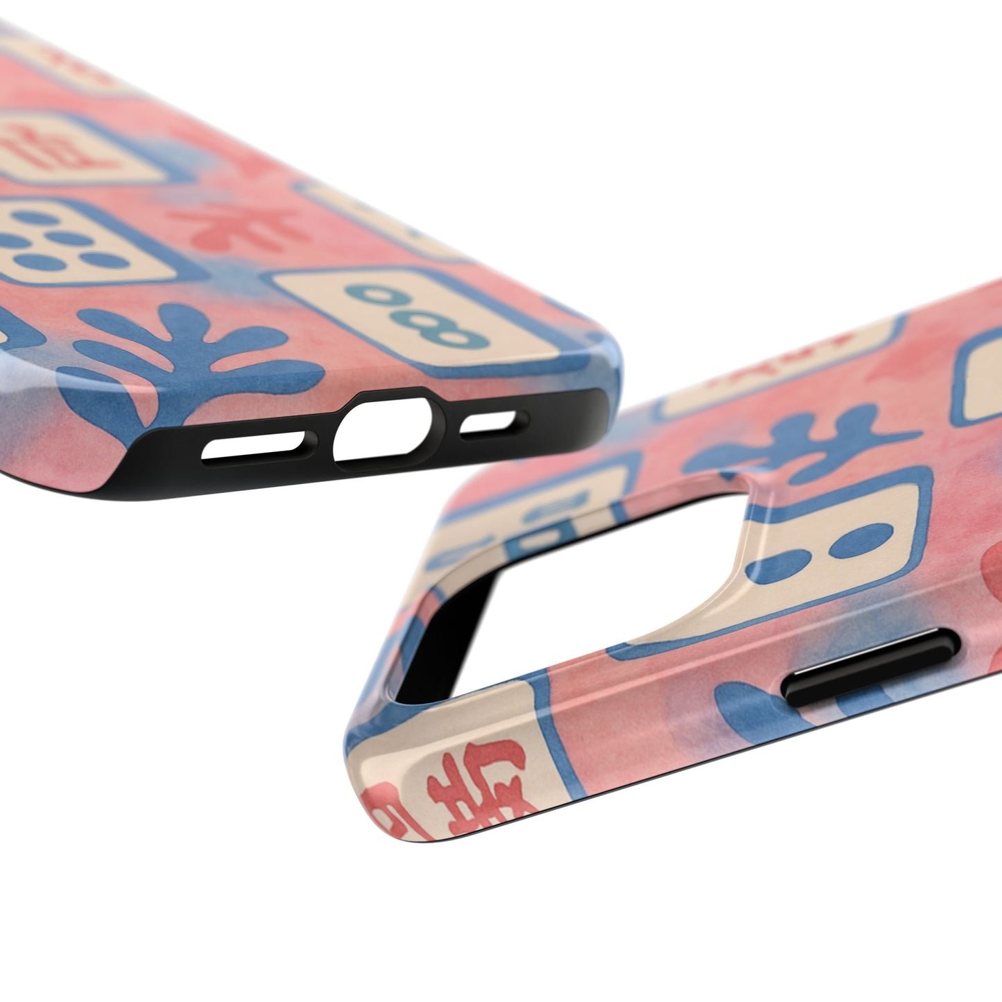 Mahjong Phone Case, Pink Pastel Blue Mahj Lover Mahjong Tile Phone Case