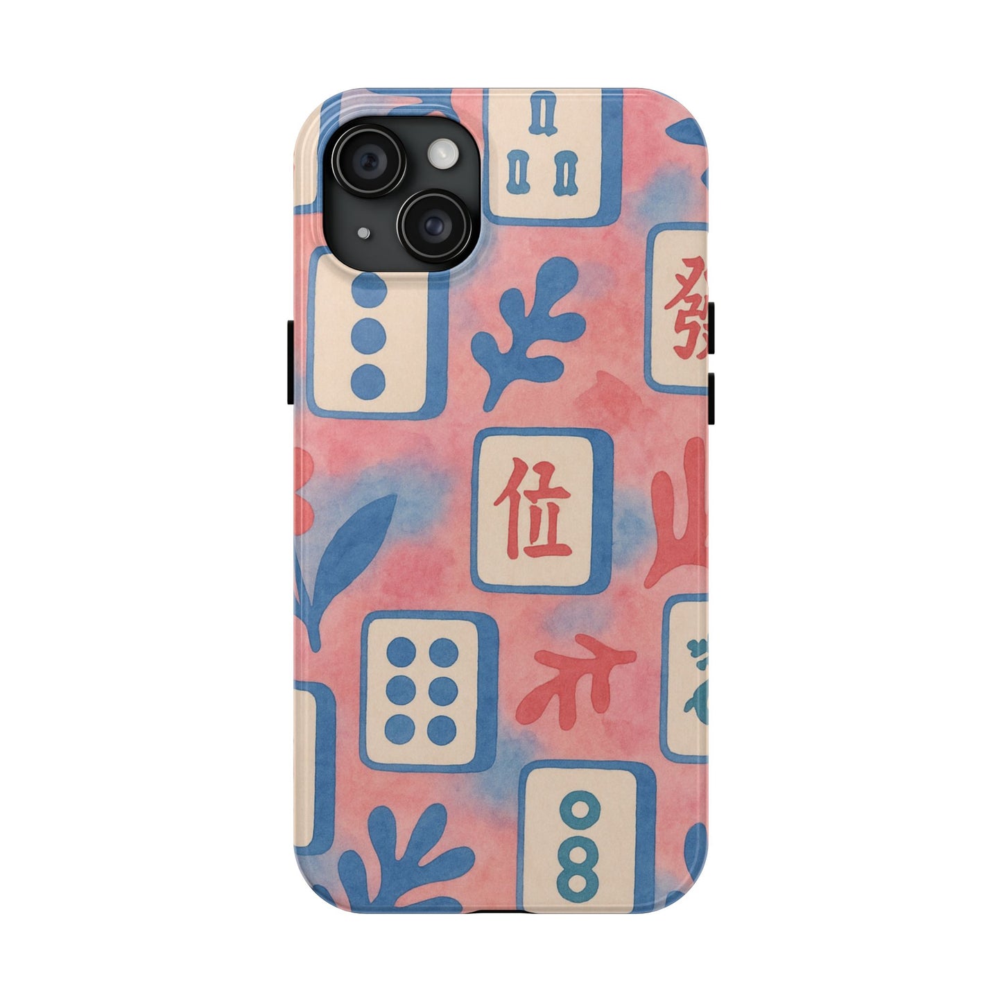 Mahjong Phone Case, Pink Pastel Blue Mahj Lover Mahjong Tile Phone Case