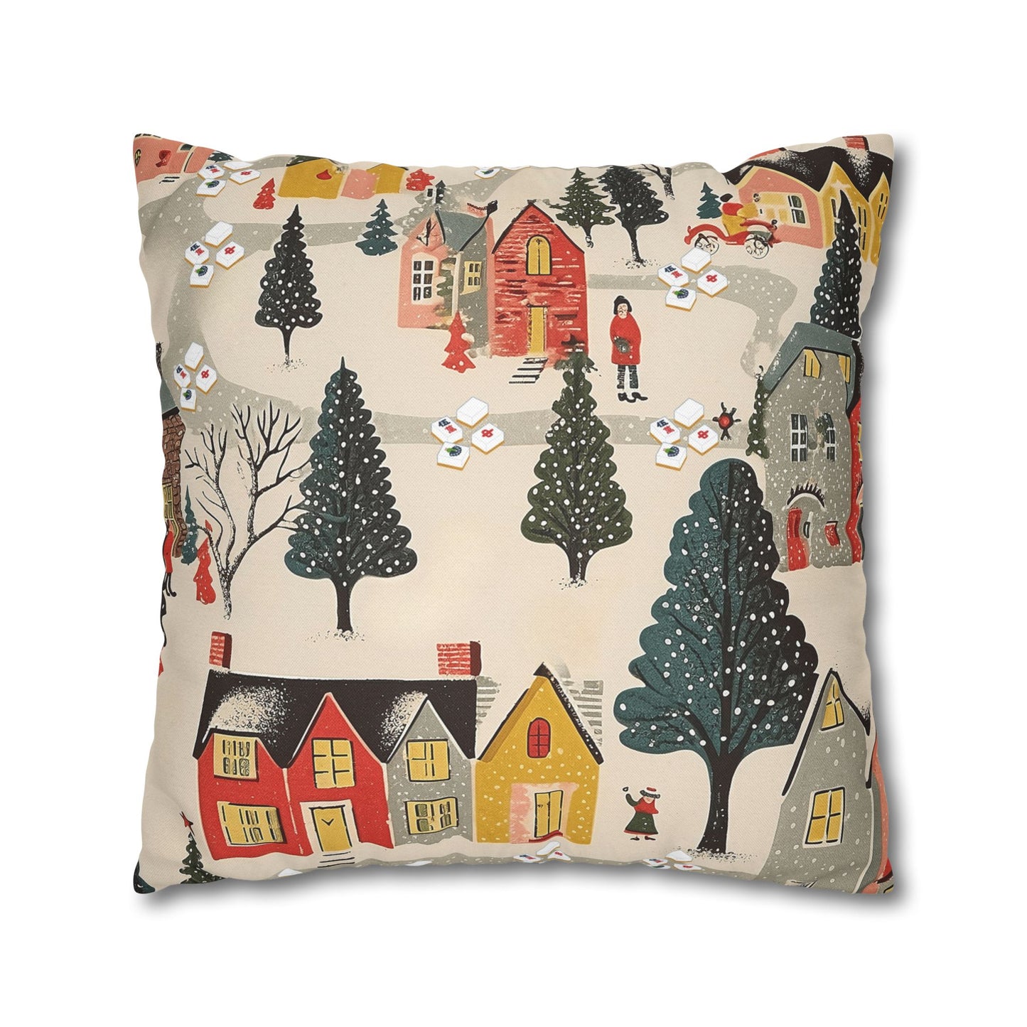Whimsical Mahjong Christmas Cozy Holiday Accent Pillow Cover