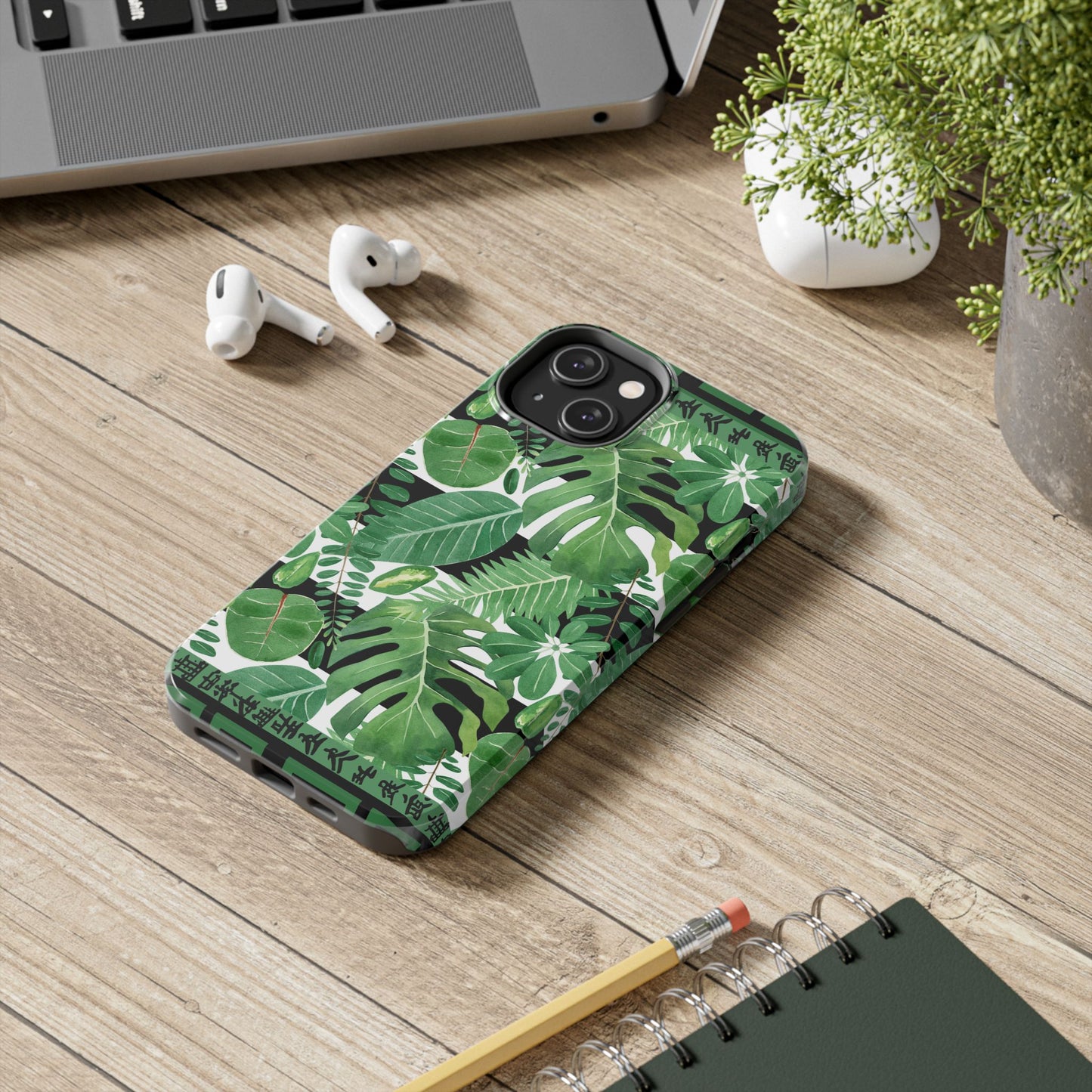 Tropical Mahjong Phone Case Tough Phone Case, Monstera Boho Style