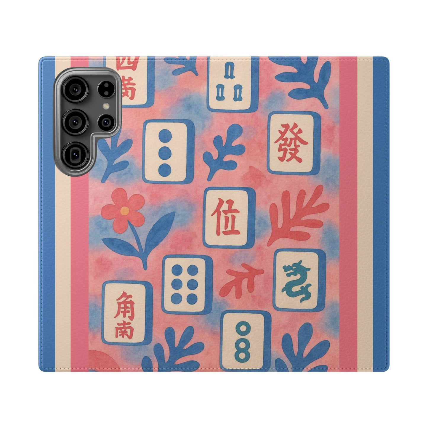 Mahjong Watercolor Artistic Flip Case for Phones, Stylish Wallet Cover, Trendy Phone Accessory, Ideal Gift for Friends, Protective Phone Sleeve