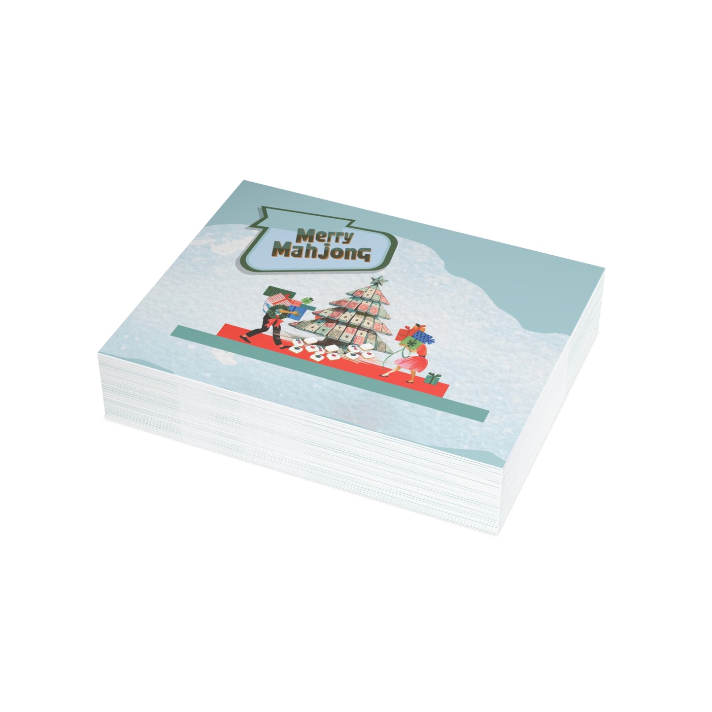 Festive Merry Mahjong Postcard Christmas Card Bundle | Holiday Greetings for Players | Fun Gift for Friends & Family, Mahjong Enthusiasts, Christmas