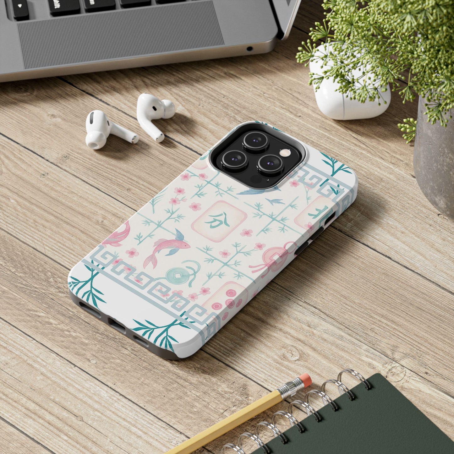 Whimsical Mahjong Tile Pastel Preppy Tough Phone Cases with Vibrant Oriental Designs Mahj Lover Gift