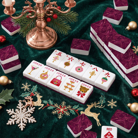 Sugar Plum Swirl Christmas Glam Holiday Christmas Mahjong Tiles And Carry Case - Splash Of Mahj And Color Co.