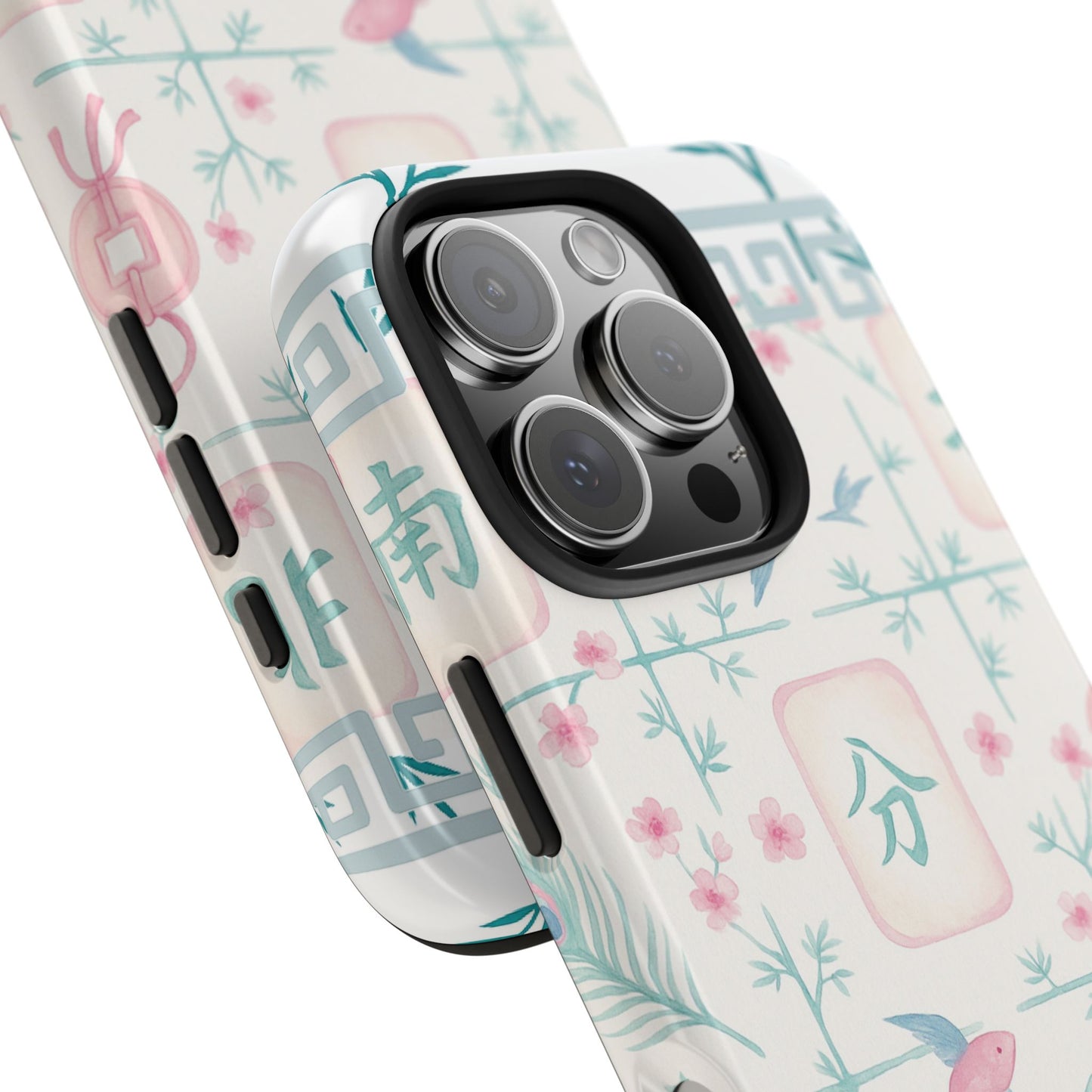 Whimsical Mahjong Tile Pastel Preppy Tough Phone Cases with Vibrant Oriental Designs Mahj Lover Gift