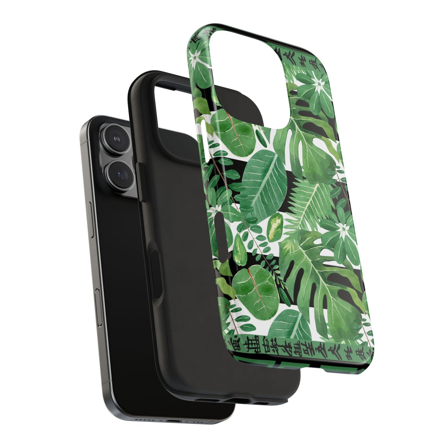 Tropical Mahjong Phone Case Tough Phone Case, Monstera Boho Style