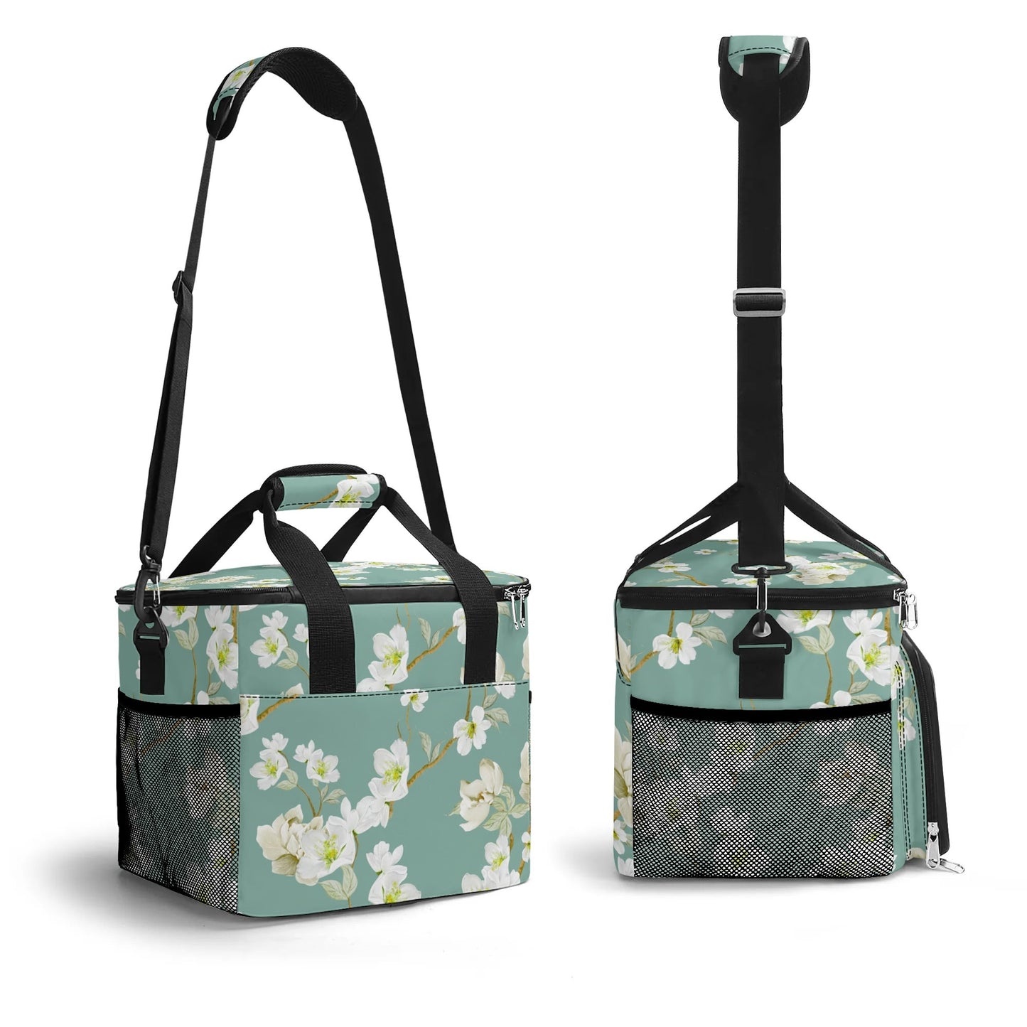 Whimsical Dogs Playing Mahjong Floral Asian Designed Cooler Bag For Game Nights Or Pool Side