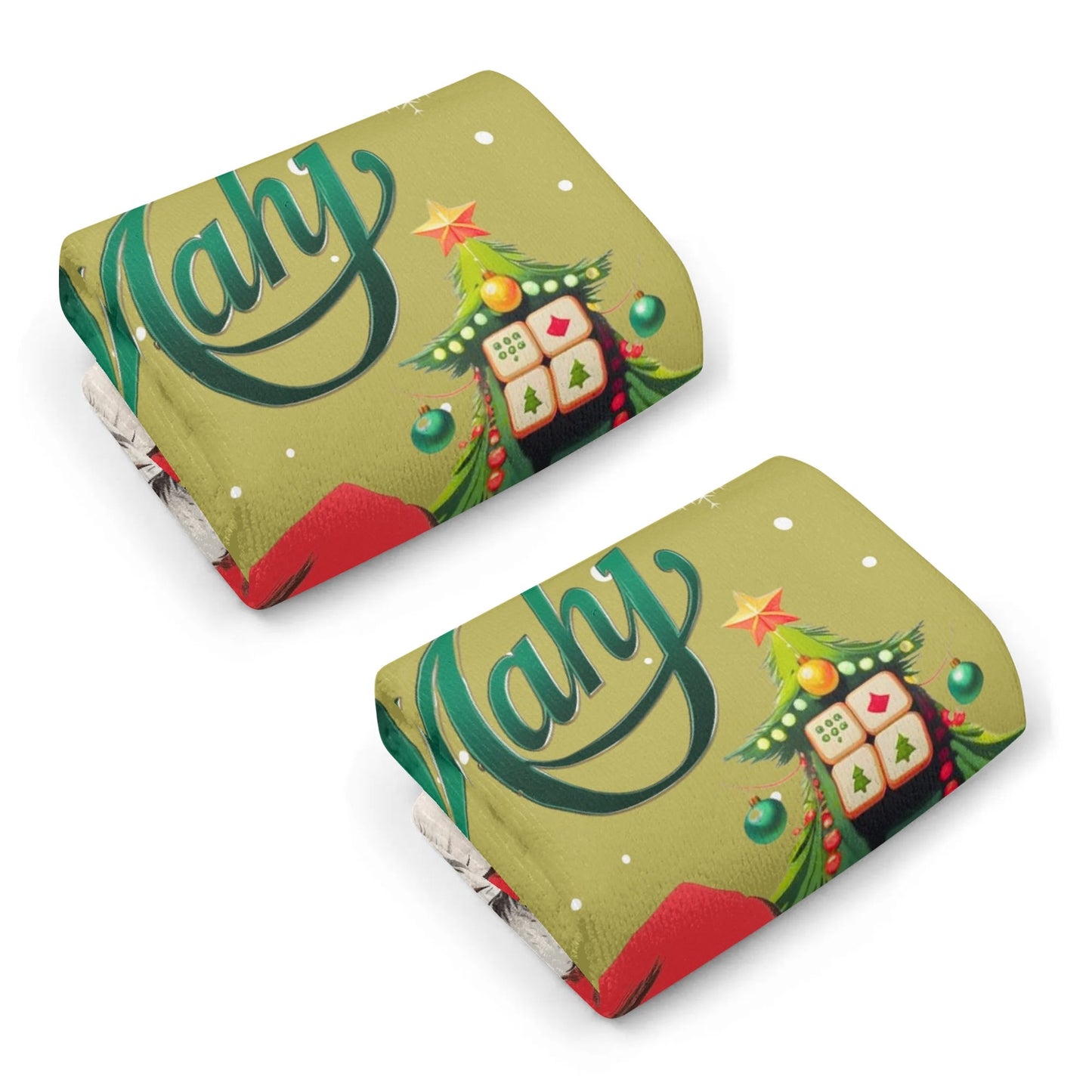 Festive Fun Mahjong Christmas Dishtowels, Hostess Gifts, Merry Mahj Tree And Vintage Santa