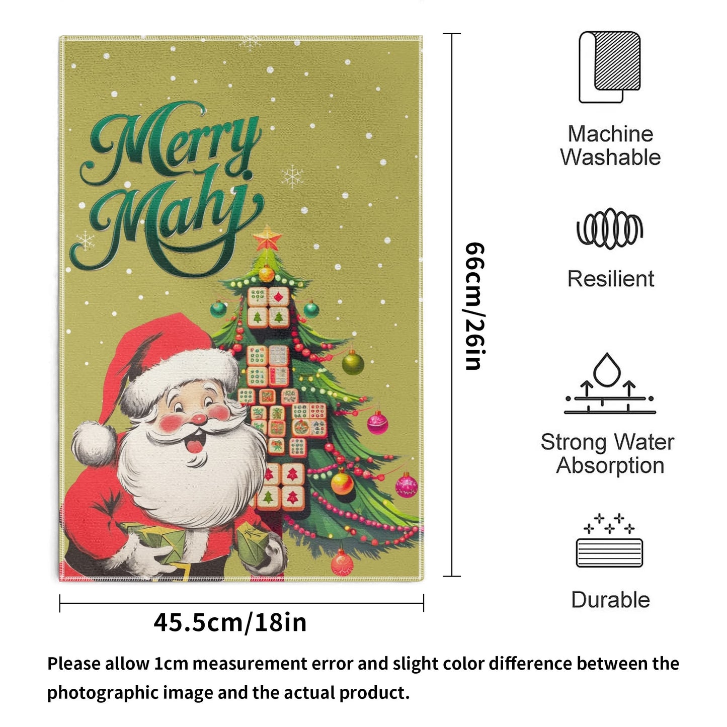 Festive Fun Mahjong Christmas Dishtowels, Hostess Gifts, Merry Mahj Tree And Vintage Santa