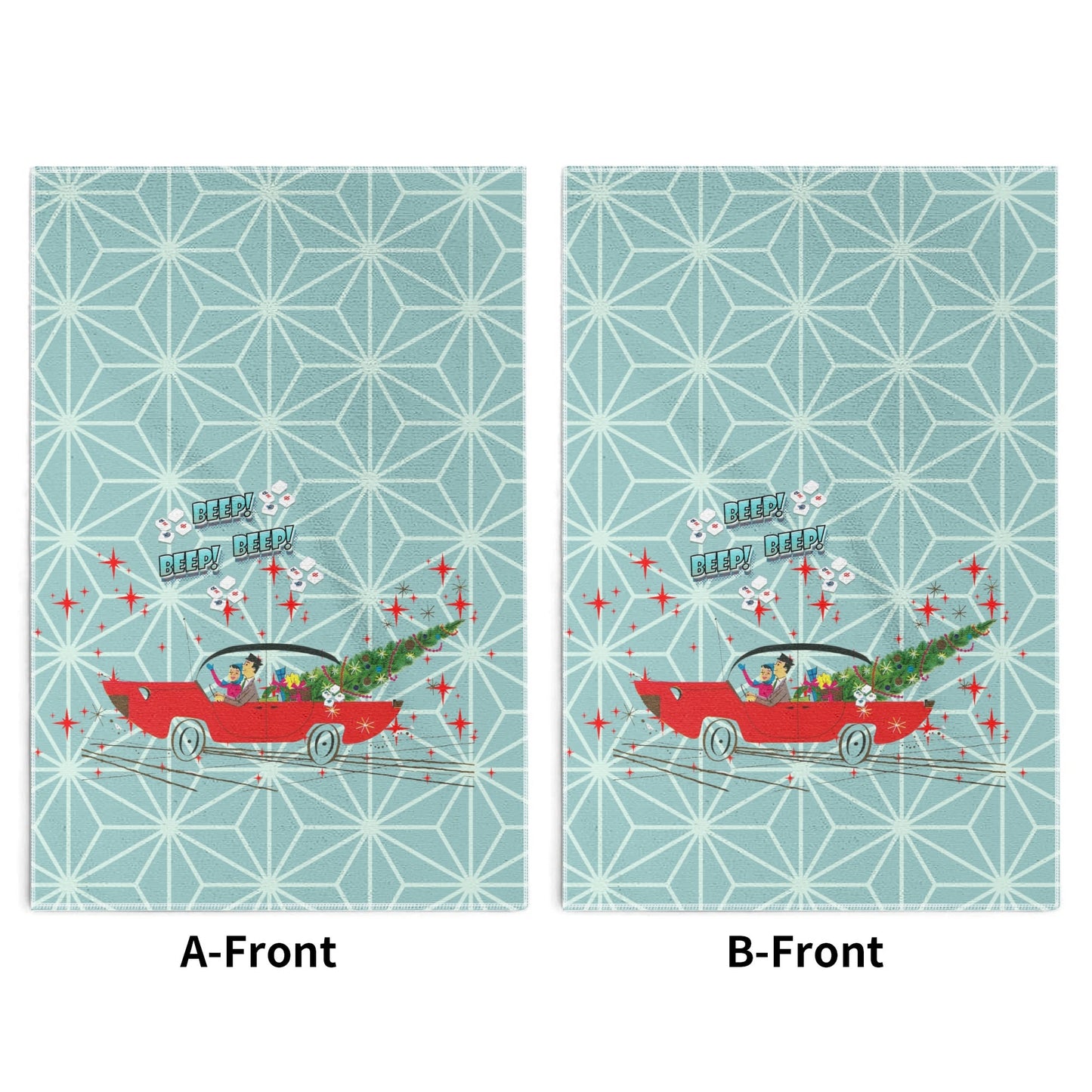Funny Christmas Mahjong Beep Beep Vintage Nostalic Couple Christmas Kitchen Bath Hand Towels