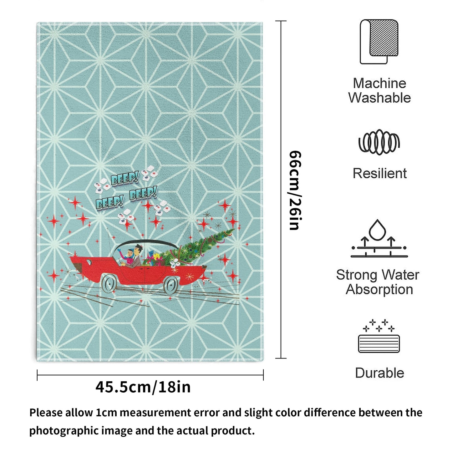 Funny Christmas Mahjong Beep Beep Vintage Nostalic Couple Christmas Kitchen Bath Hand Towels