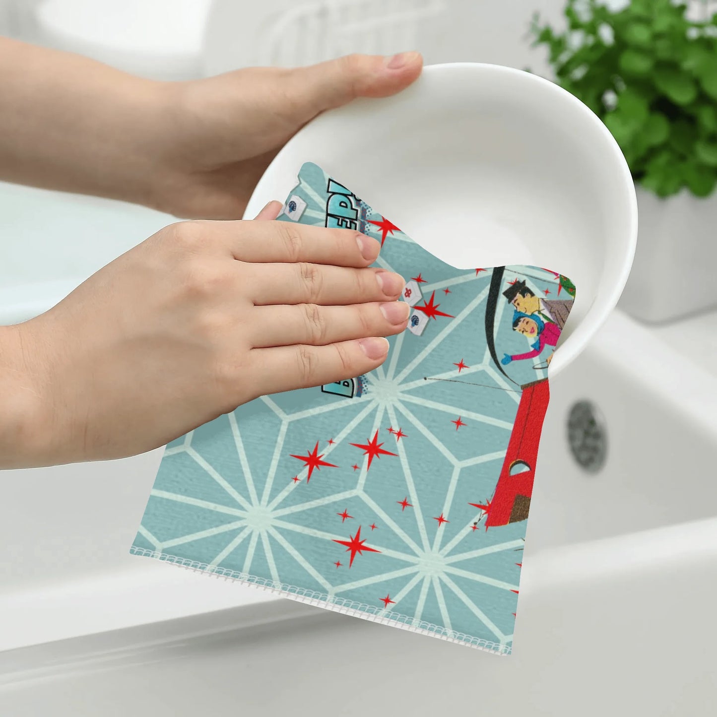 Funny Christmas Mahjong Beep Beep Vintage Nostalic Couple Christmas Kitchen Bath Hand Towels