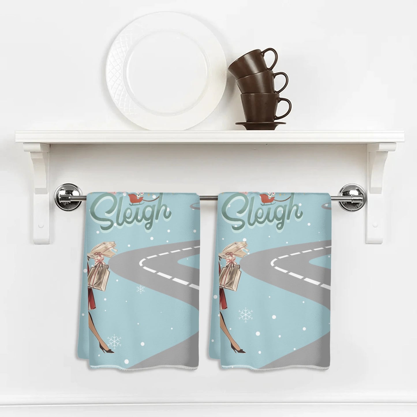 Mahjong Christmas Kitchen Bath Tea Towels, Funny Sleigh Queen Vintage Nostalgia Mahj Gift