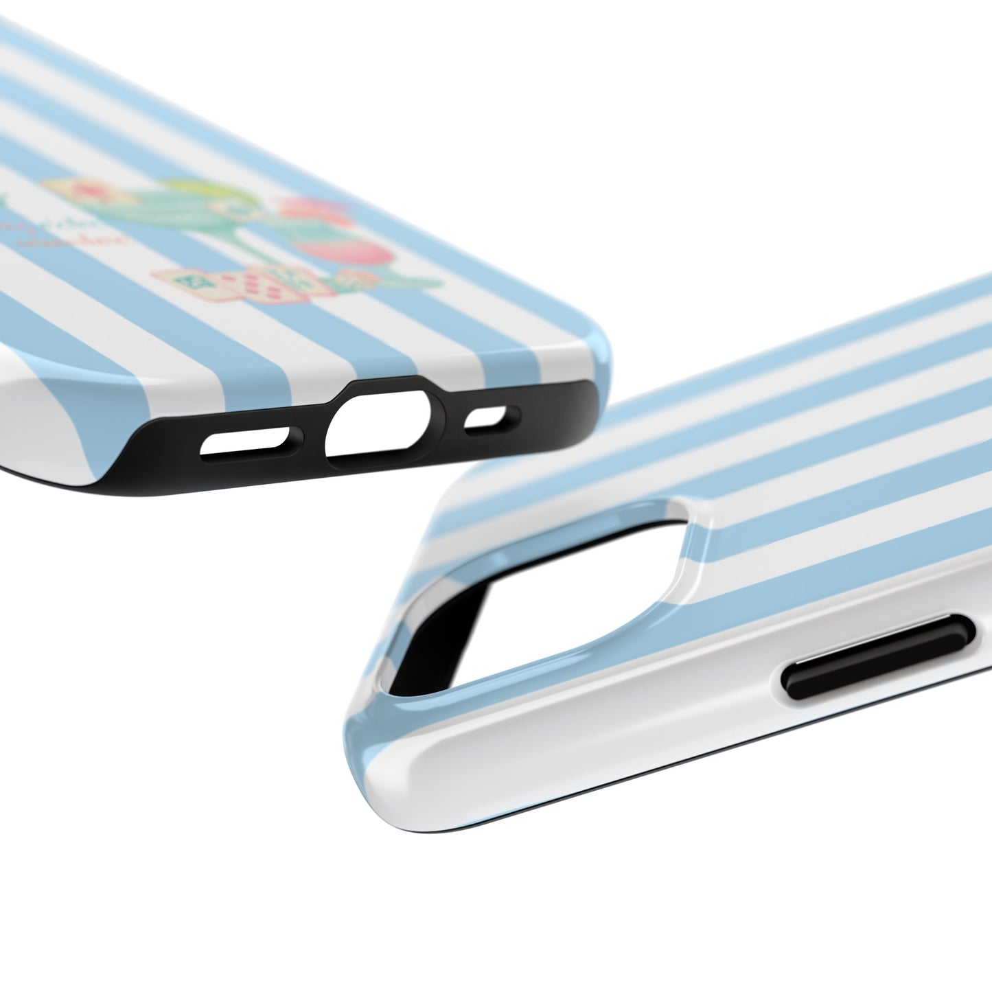 Mahjong Phone Case, Funny It's Kong O' Clock Somewhere, Blue White Preppy Style