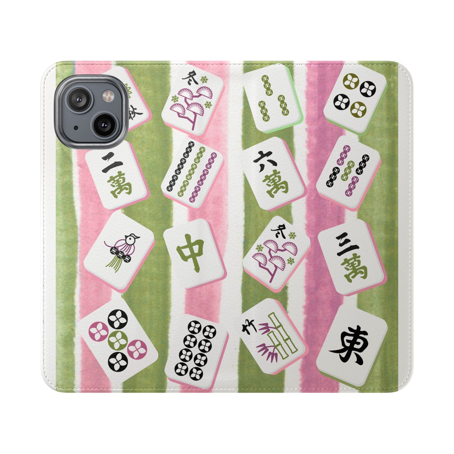 Colorful Mahjong Flip Cases for Phones, Unique Phone Cover, Gift for Gamers, Handheld Device Protection, Stylish Phone Accessory
