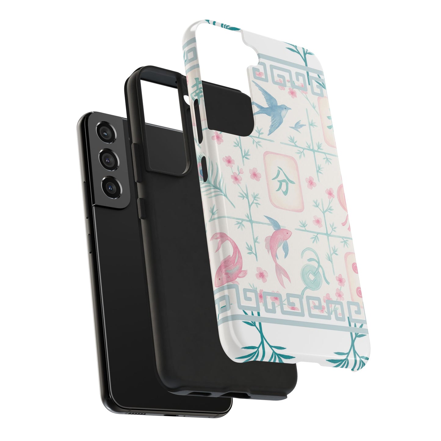 Whimsical Mahjong Tile Pastel Preppy Tough Phone Cases with Vibrant Oriental Designs Mahj Lover Gift