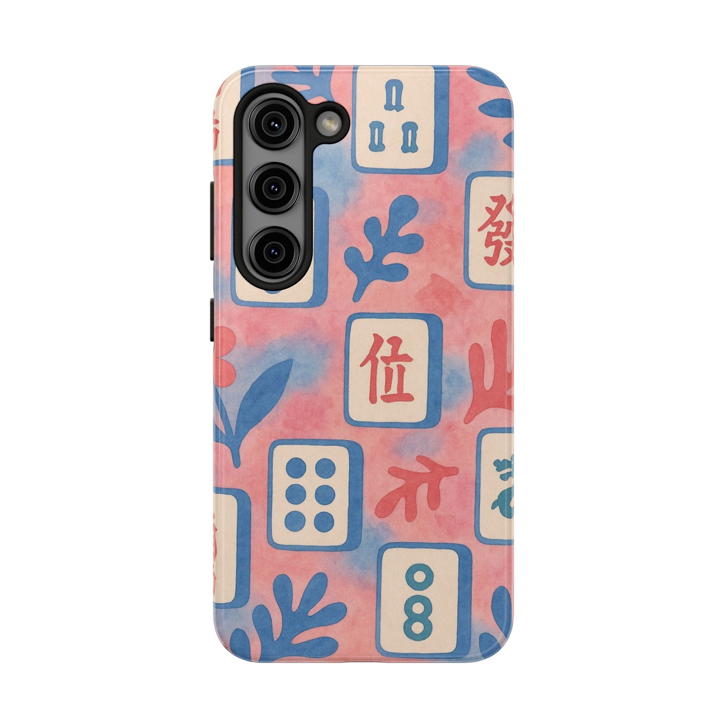 Mahjong Phone Case, Pink Pastel Blue Mahj Lover Mahjong Tile Phone Case