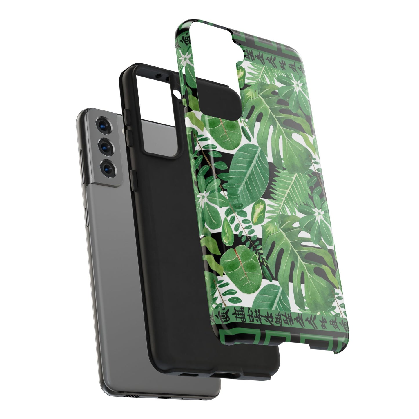 Tropical Mahjong Phone Case Tough Phone Case, Monstera Boho Style