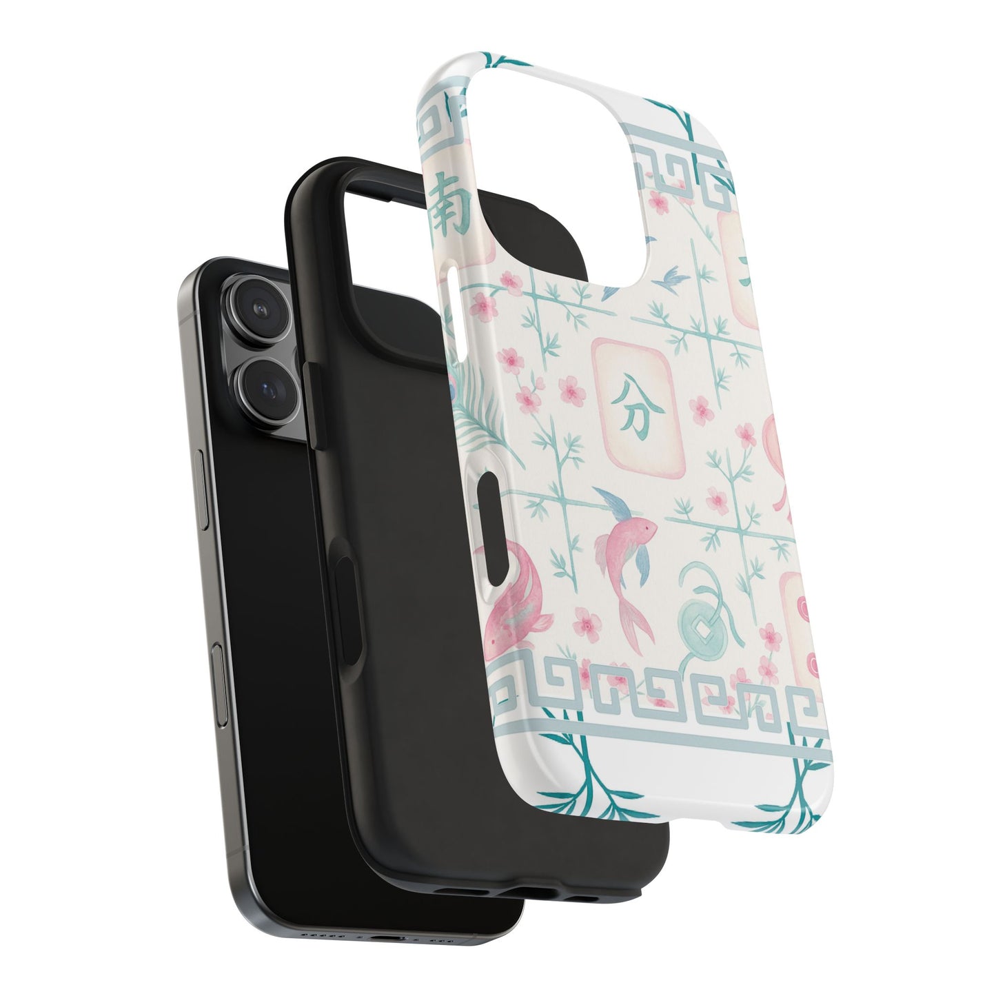 Whimsical Mahjong Tile Pastel Preppy Tough Phone Cases with Vibrant Oriental Designs Mahj Lover Gift