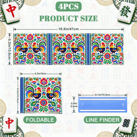 Wycinanki Polish Folk Art, Rooster 4 Mahjong Card Holder with Line Finder - Splash of Color Co.