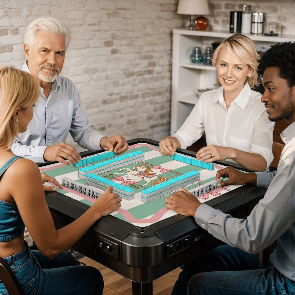 Wild West Wonderland Mahjong Preppy Striped Mahj Christmas Mat