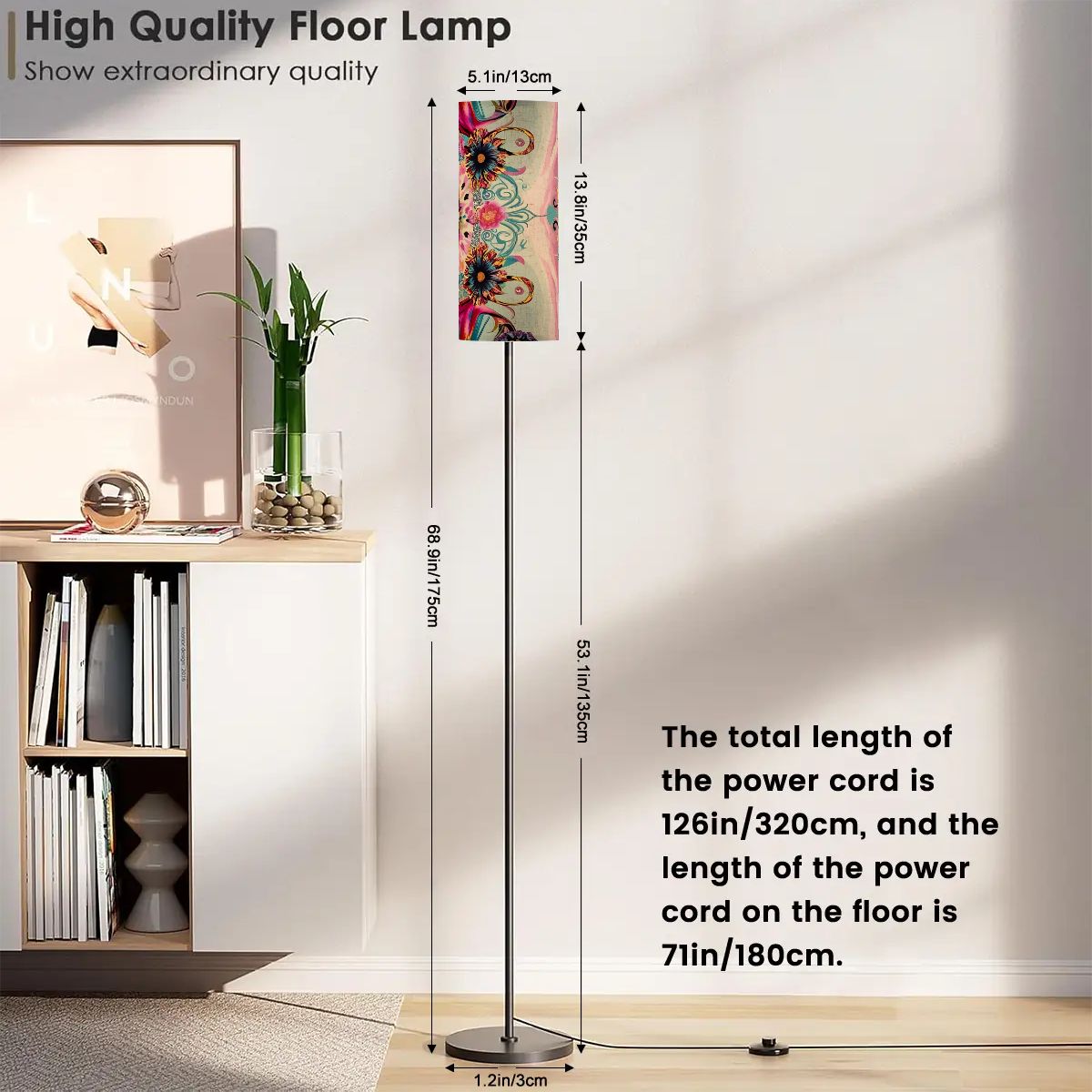 Bohemian Floor Lamp Jeweled Tone Pink, Purple, Teal Modern Book Nook Lamp