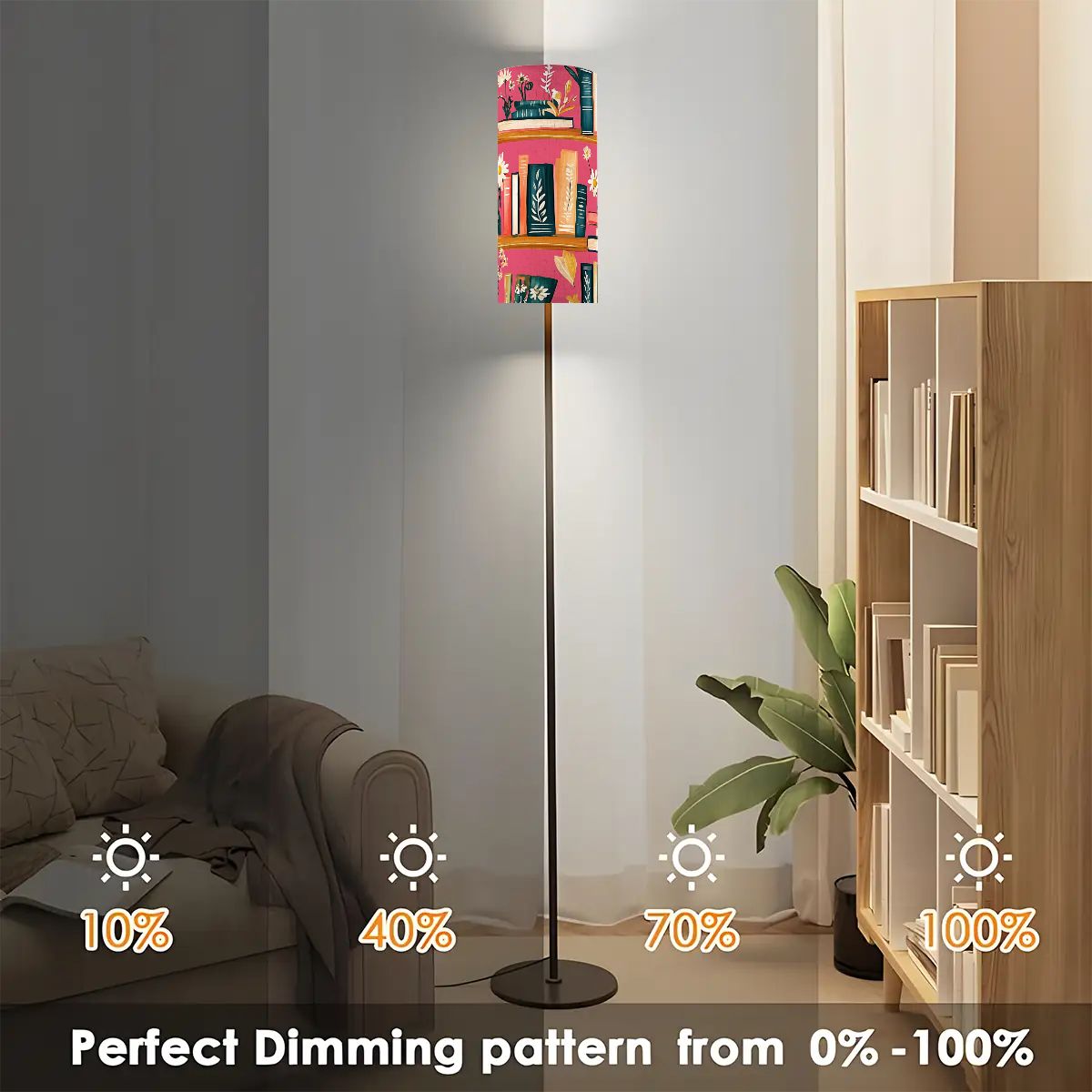 Book Nook Whimsical Hot Pink Floral Floor Lamp Modern Standing Lamp