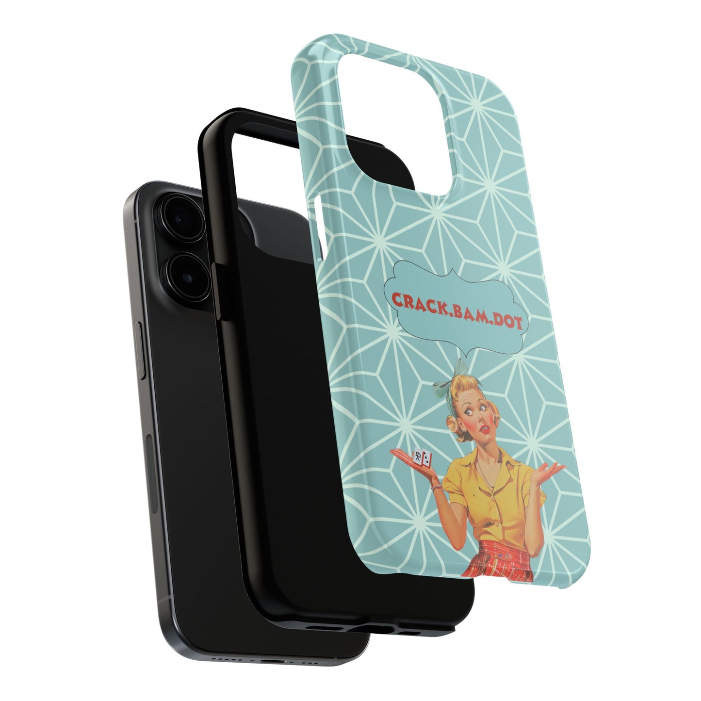 Mahjong Funny Phone Case, Crack Bam Dot Vintage Style, Funny Gift for Friends, Durable Protection, Perfect for Any Occasion