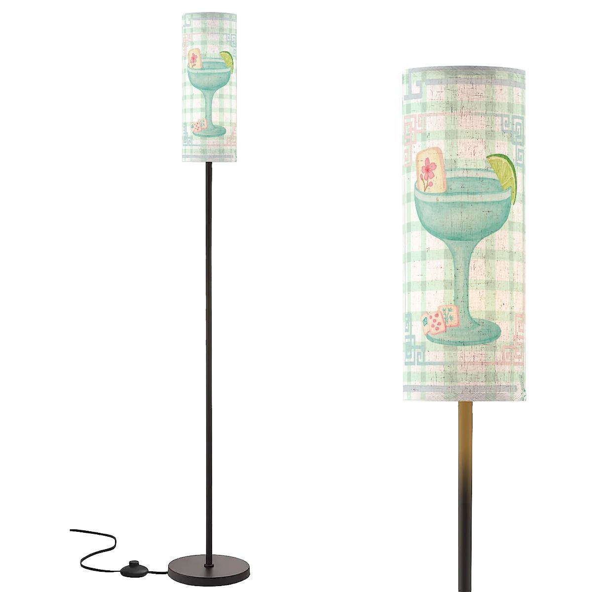 Whimsical Watercolor Mahjong Lover Reading Nook Modern Floor Lamp