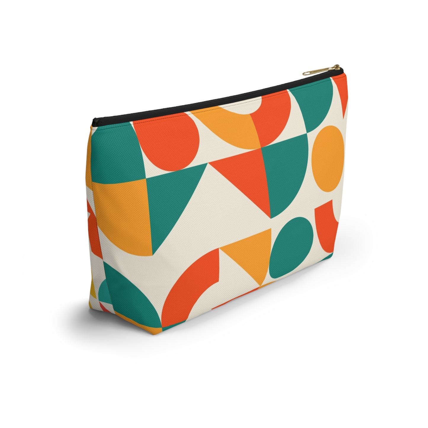 Mahjong Tile Tote Pouch, Colorful Geometric Orange, Yellow, Teal Mahj On Accessory Pouch