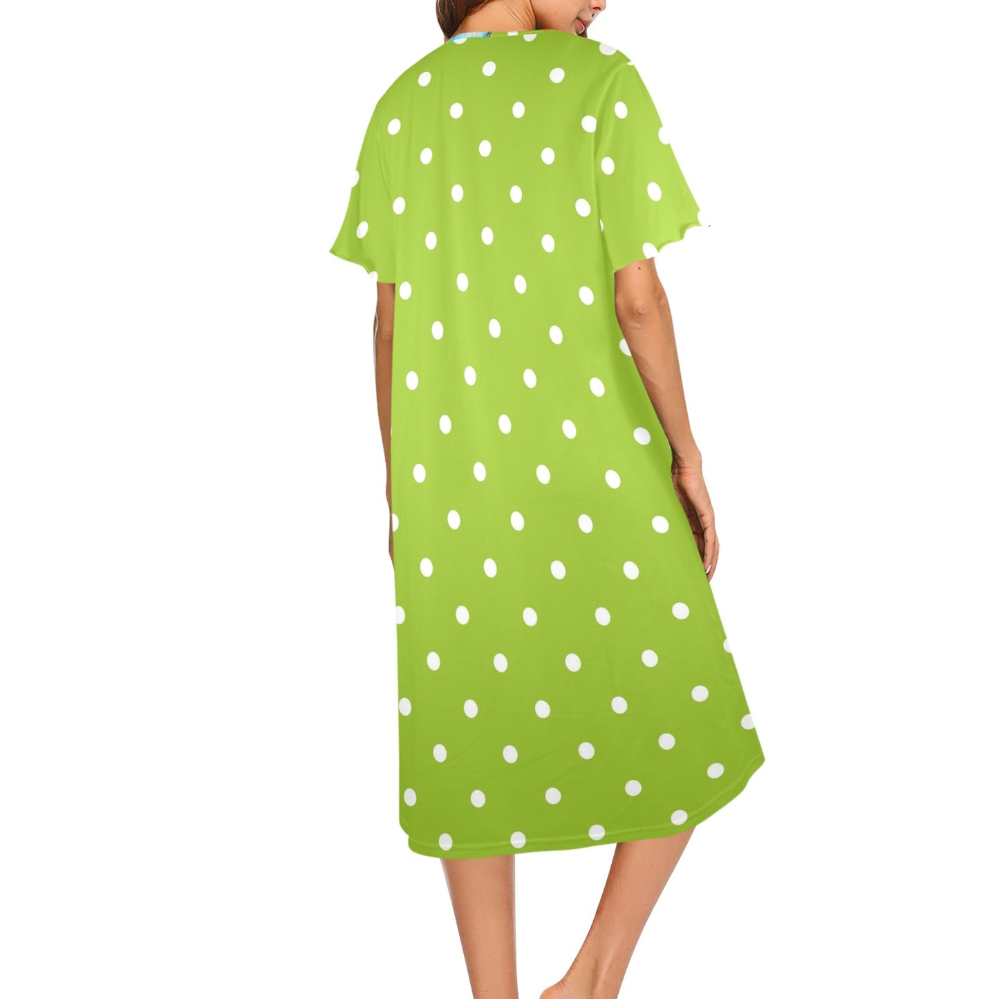 Quirky Mahjong One Bam Bird Green Polka Dot Ladies Muumuu Dress