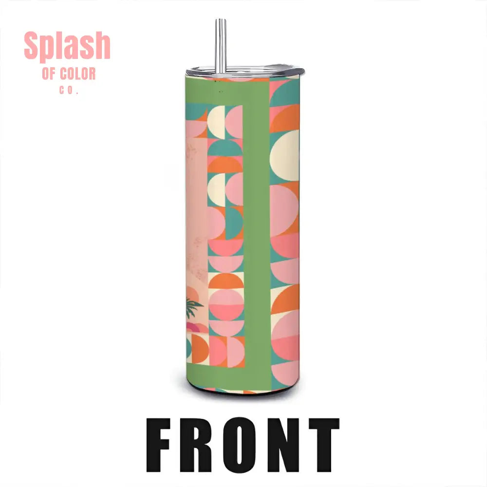20oz Straight Stainless Steel Tumbler with Straw(Made in USA) - One Size - Drinkware