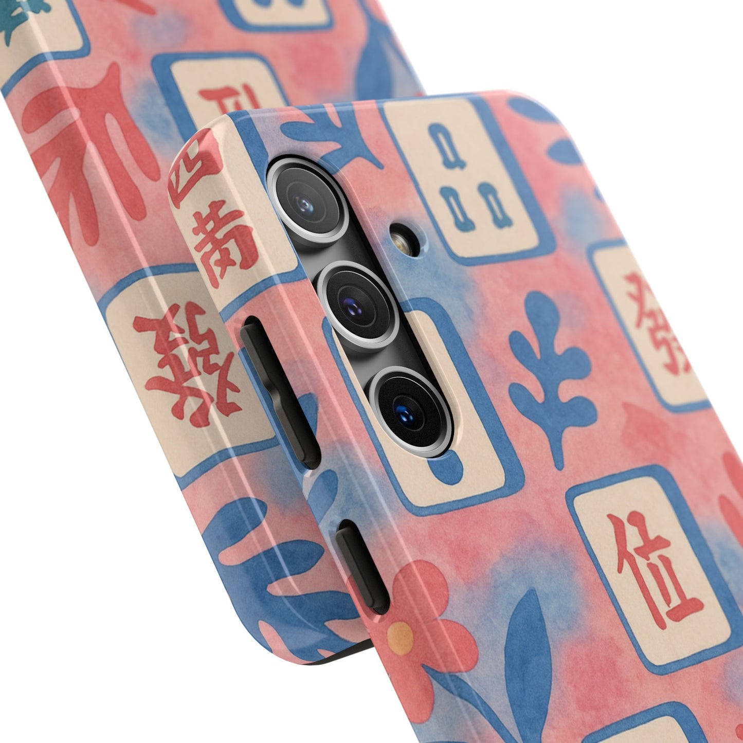 Mahjong Phone Case, Pink Pastel Blue Mahj Lover Mahjong Tile Phone Case